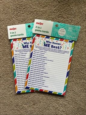 Meijer 2-in-1 'Who Knows Me Best?' Birthday Game Cards - Two Packages